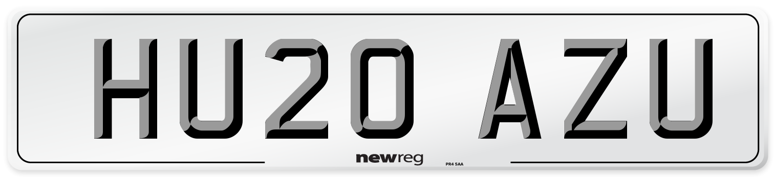 HU20 AZU Number Plate from New Reg